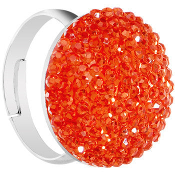 Orange Sparkler Round Adjustable Ring