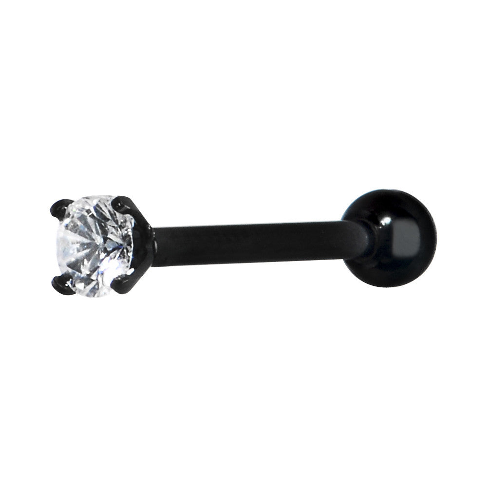 16G 3/8 4mm CZ Black Titanium Cartilage Tragus Earring