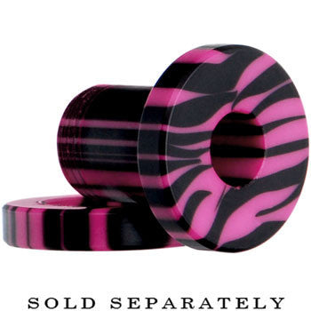 2G Pink and Black Zebra Striped Acrylic Threaded Tunnel