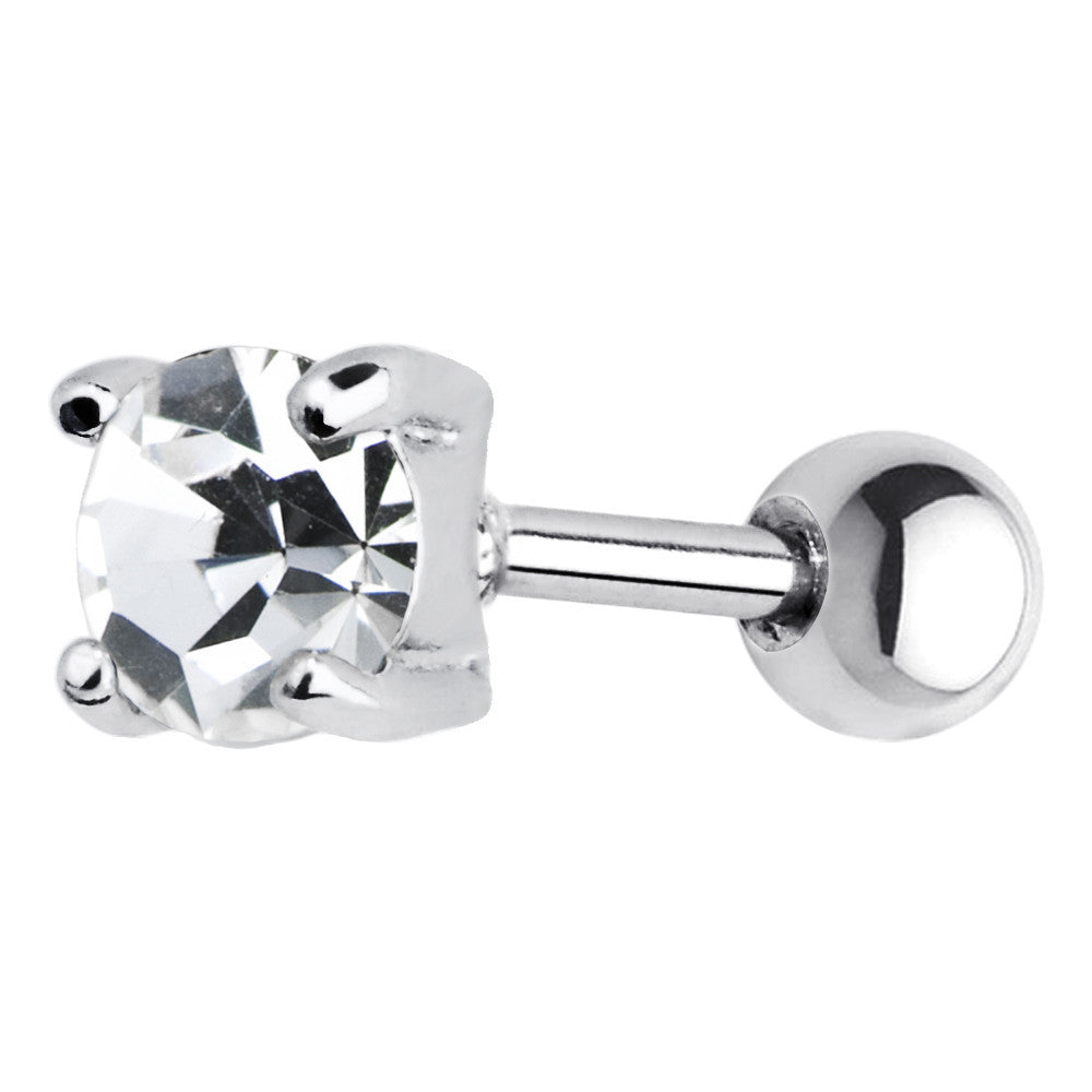 16G 5mm Clear CZ Round Cartilage Tragus Earring