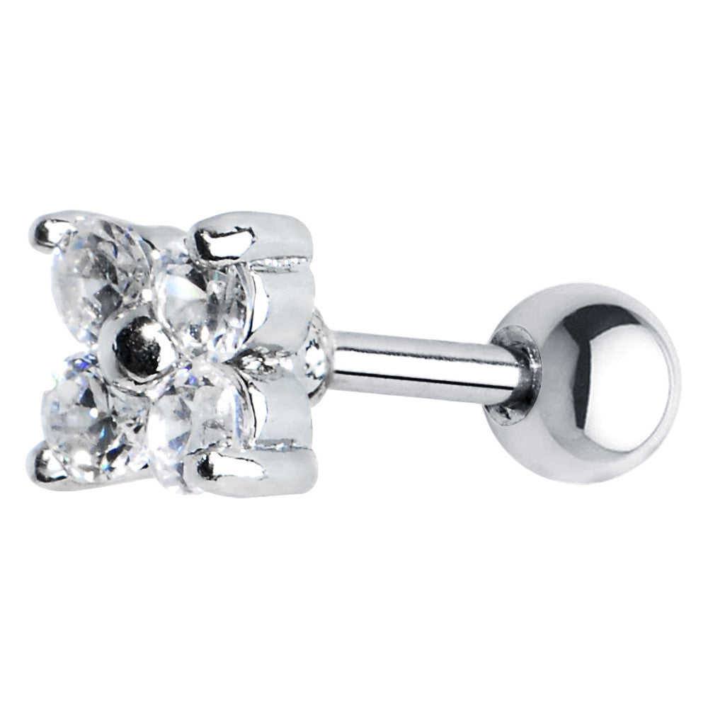 16G 5mm Clear CZ Flower Cartilage Tragus Earring
