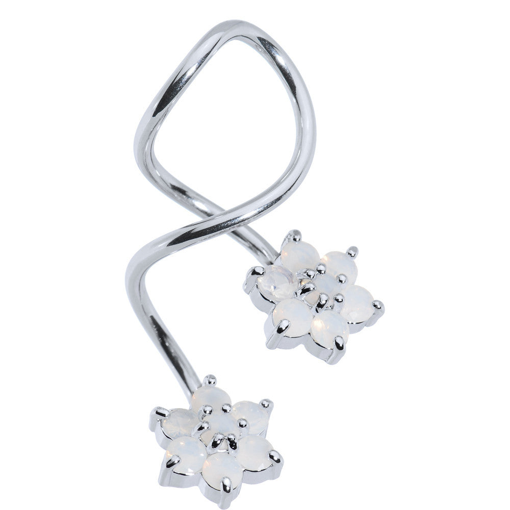 Flower CZ Super Spiral Twister Belly Ring