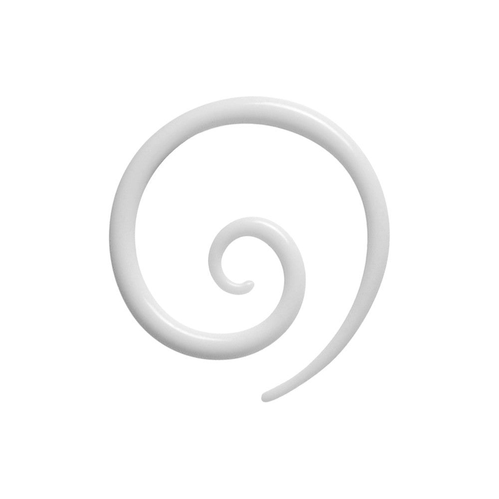 10G White Acrylic Super Spiral Taper