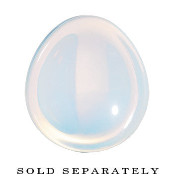 9/16 Concave Pear Moonstone Natural Stone Plug
