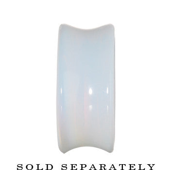 9/16 Concave Pear Moonstone Natural Stone Plug