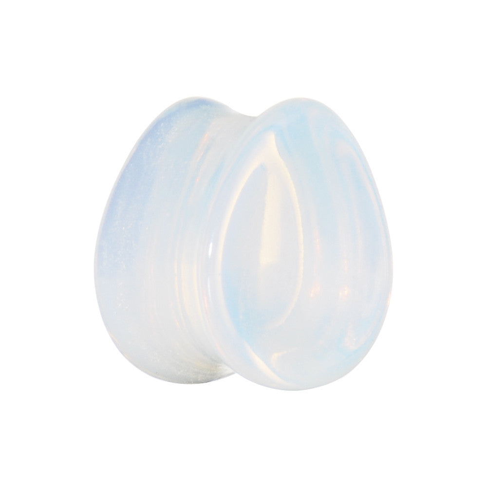 9/16 Concave Pear Moonstone Natural Stone Plug