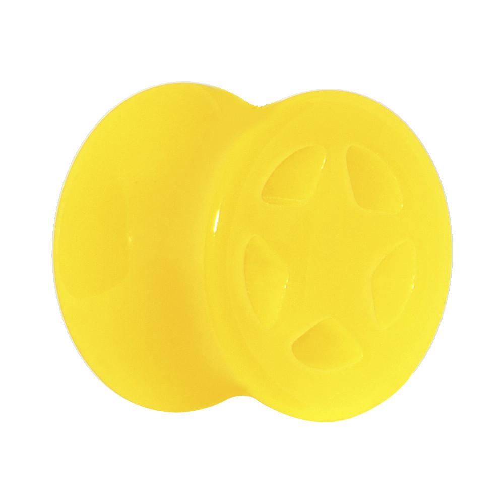 Acrylic Neon Yellow Star Tunnel Plug 2G to 20mm