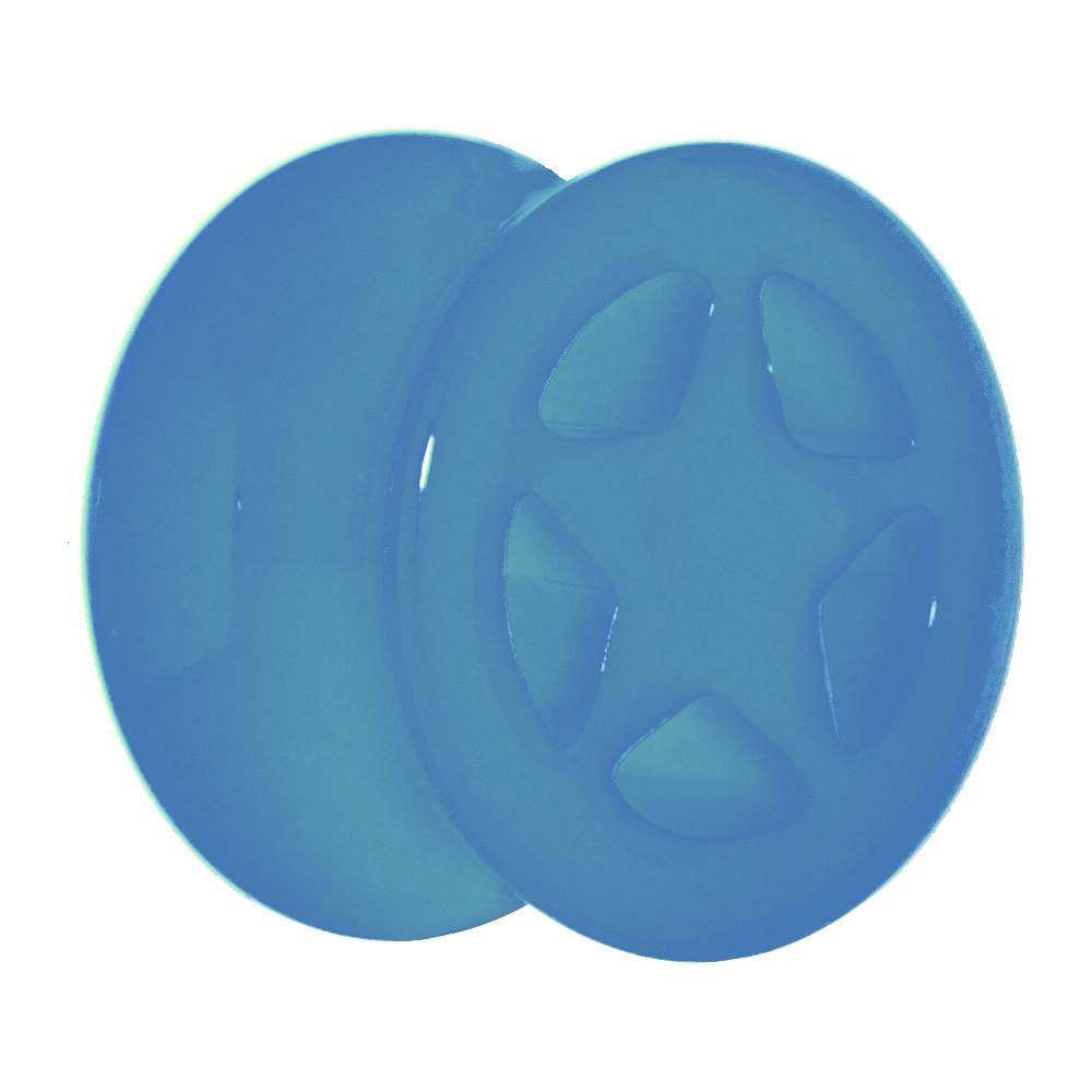 Acrylic Neon Blue Star Tunnel Plug 2G to 20mm