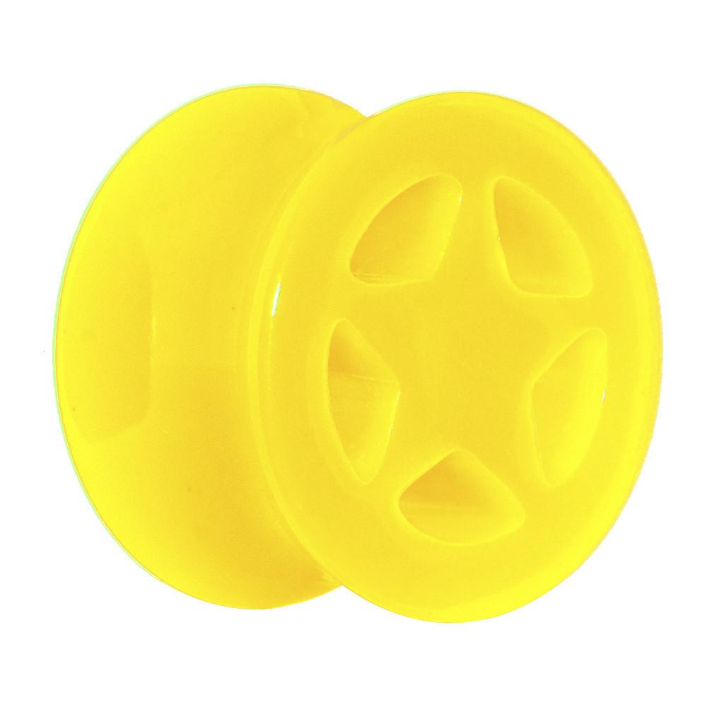 Acrylic Neon Yellow Star Tunnel Plug 2G to 20mm