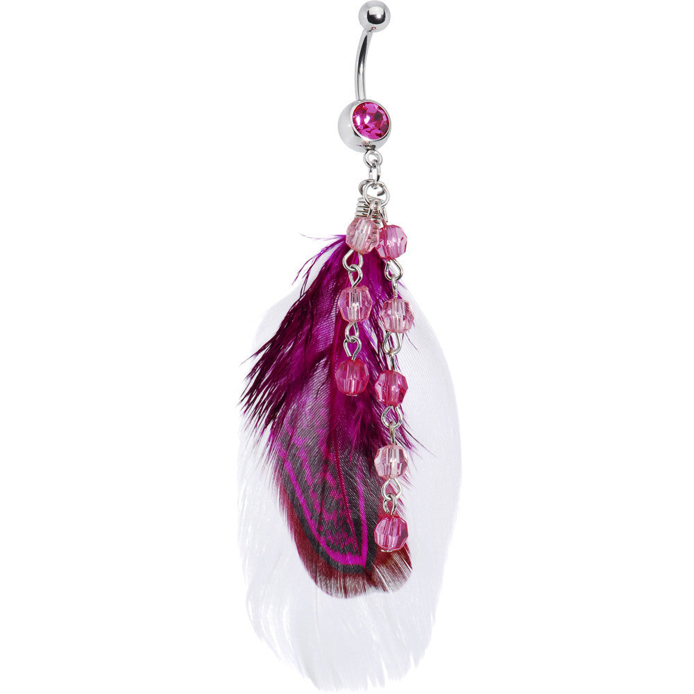 Perfectly Pink Princess Feather Belly Ring