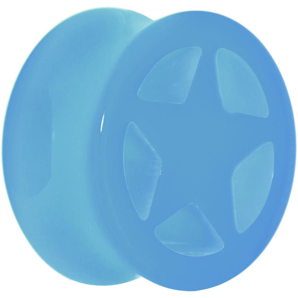 Acrylic Neon Blue Star Tunnel Plug 2G to 20mm