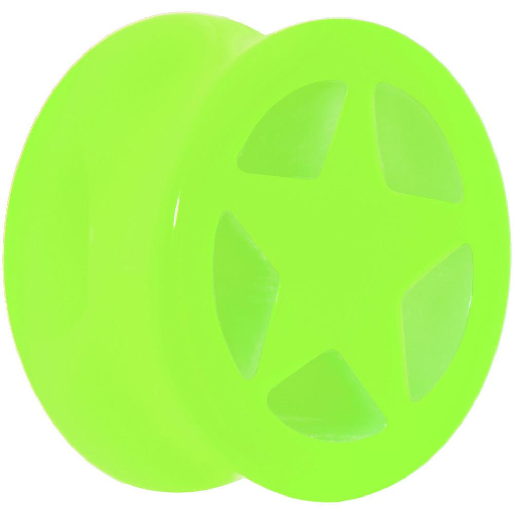 Acrylic Neon Green Star Tunnel Plug 2G to 20mm