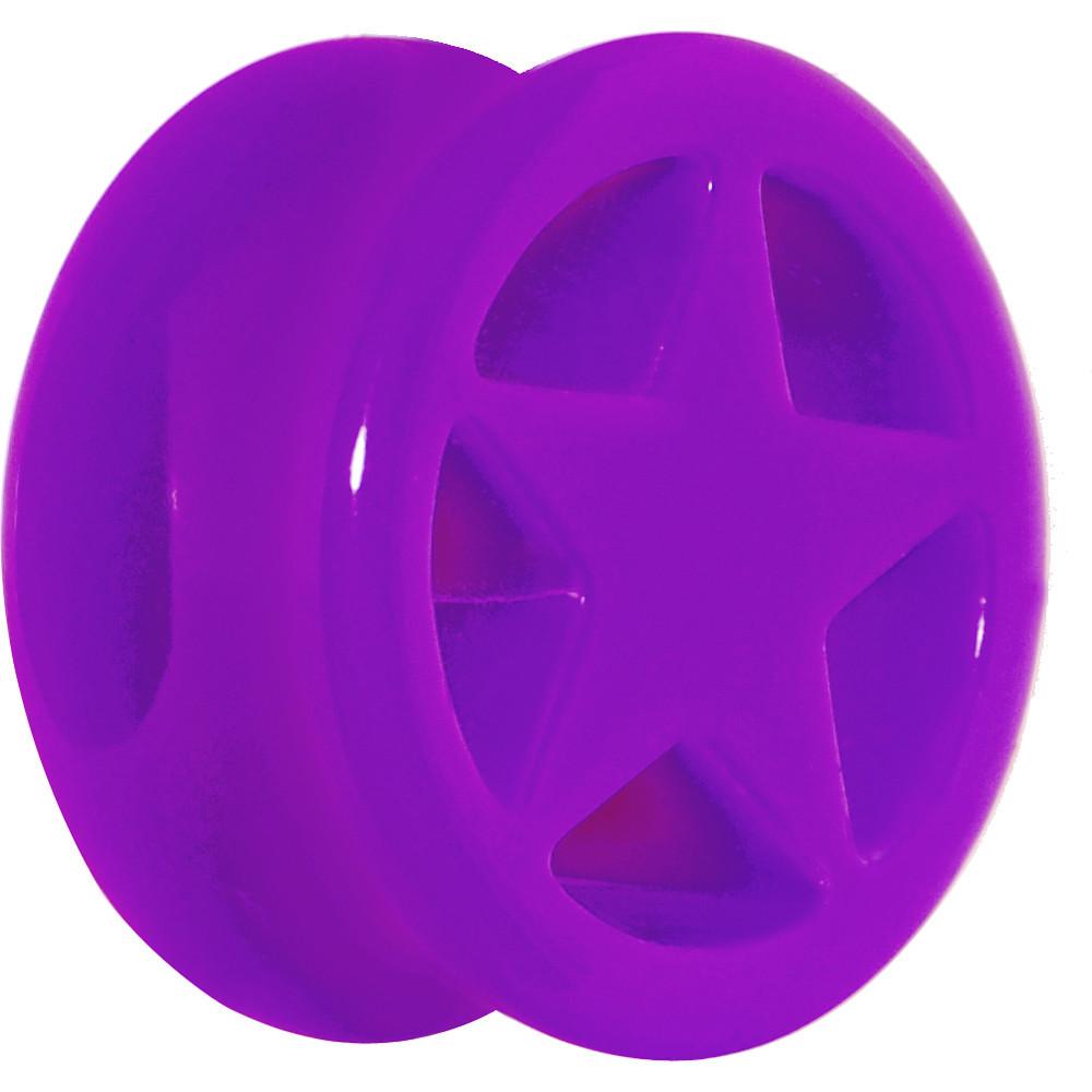Acrylic Neon Purple Star Tunnel Plug 2G to 20mm