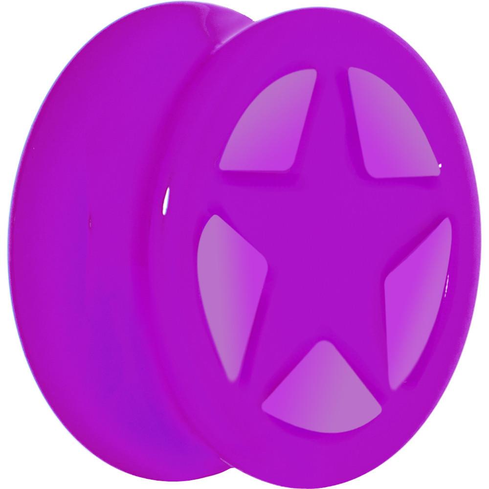 Acrylic Neon Purple Star Tunnel Plug 2G to 20mm