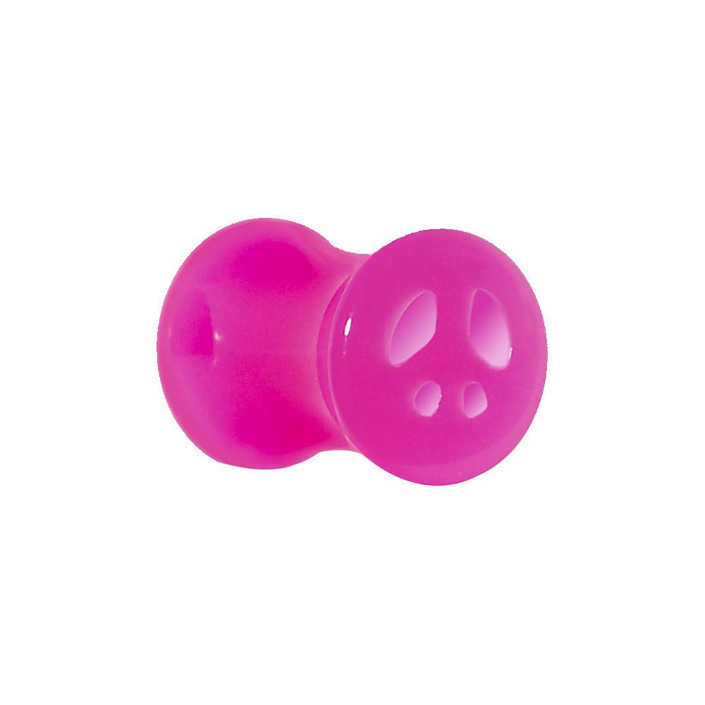 Acrylic Neon Pink Peace Sign Tunnel Plug 2G to 20mm
