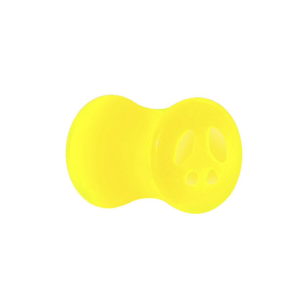 Acrylic Neon Yellow Peace Sign Tunnel Plug 2G to 20mm