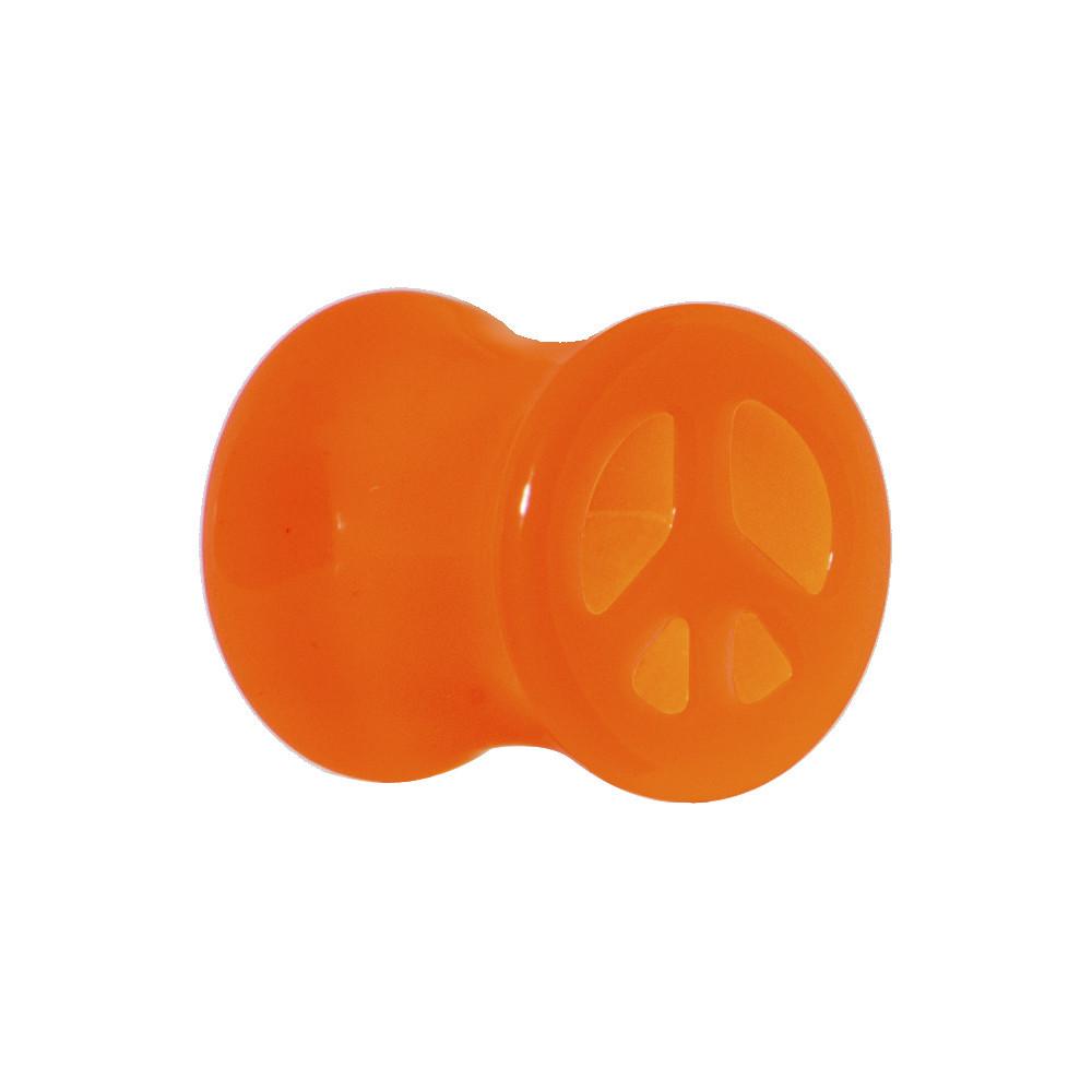 Acrylic Neon Orange Peace Sign Tunnel Plug 2G to 20mm