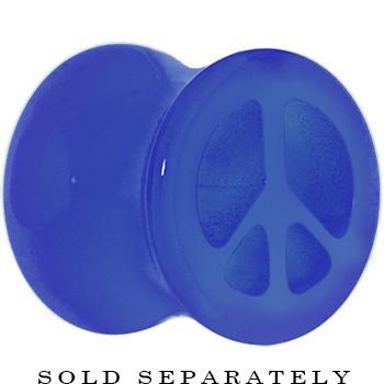 Acrylic Neon Blue Peace Sign Tunnel Plug 2G to 20mm