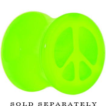 Acrylic Neon Green Peace Sign Tunnel Plug 2G to 20mm
