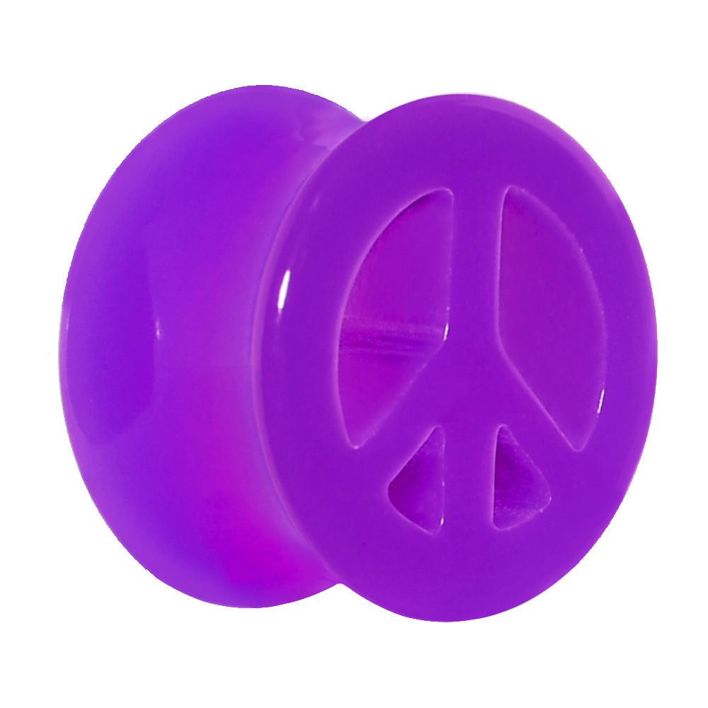 Acrylic Neon Purple Peace Sign Tunnel Plug 2G to 20mm