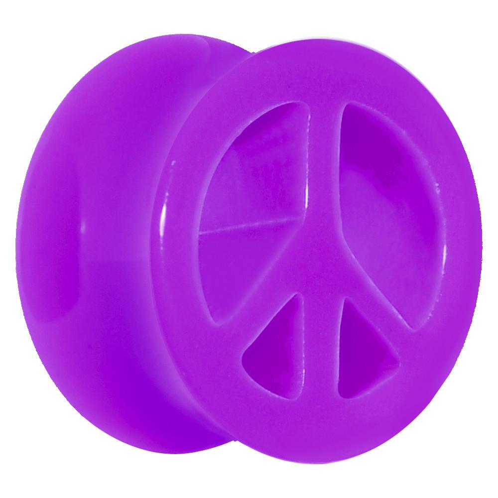 Acrylic Neon Purple Peace Sign Tunnel Plug 2G to 20mm