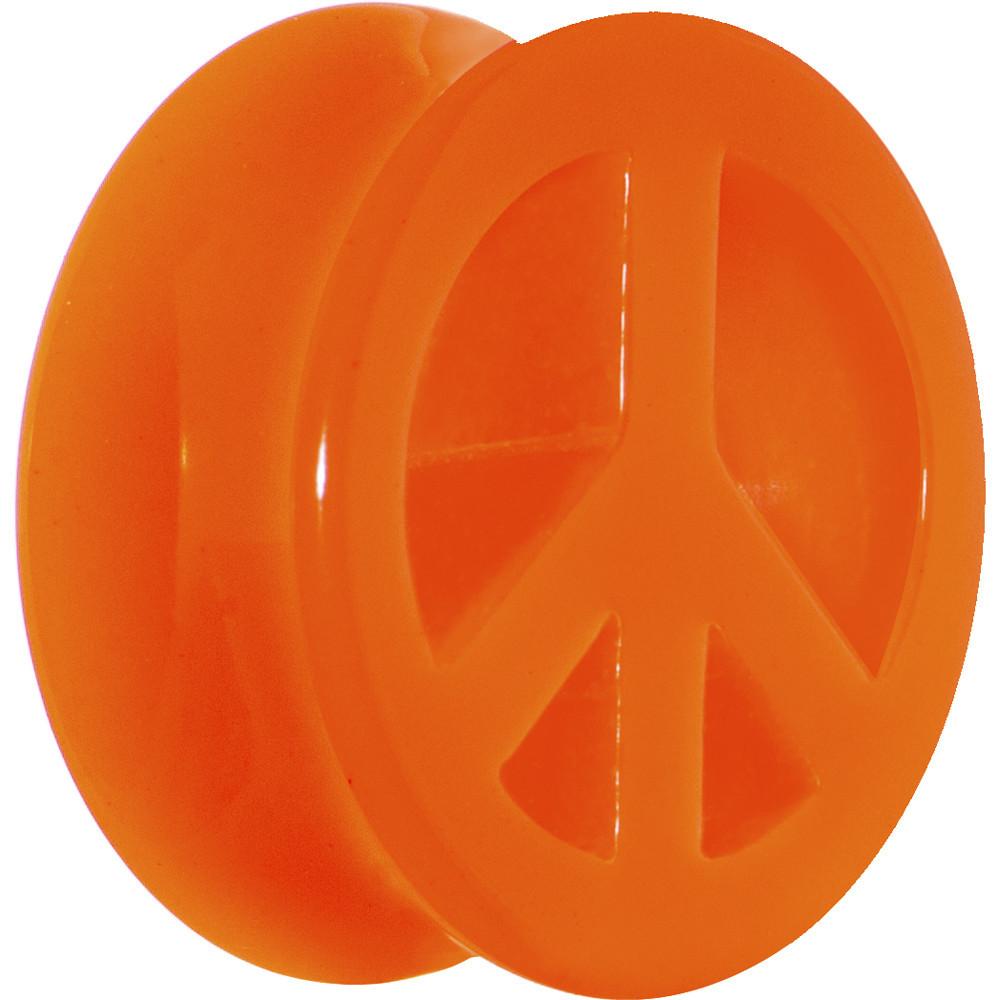 Acrylic Neon Orange Peace Sign Tunnel Plug 2G to 20mm