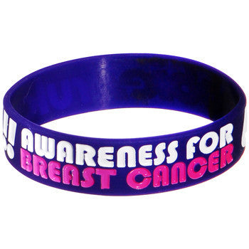 Dark Purple White Black Boobies Rule Awareness for Breast Cancer Bracelet
