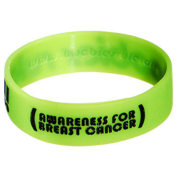 Lime Green Black Boobies Rule Awareness for Breast Cancer Bracelet
