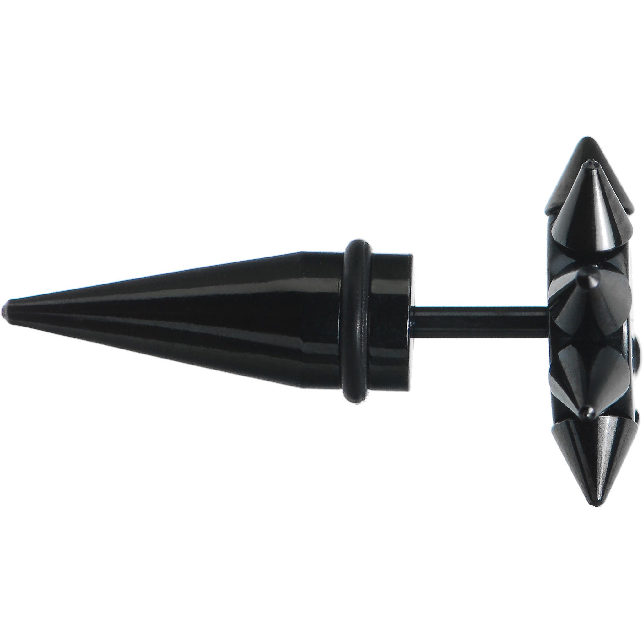 0G Biohazard Spiked Logo Fake Taper Ear Plug