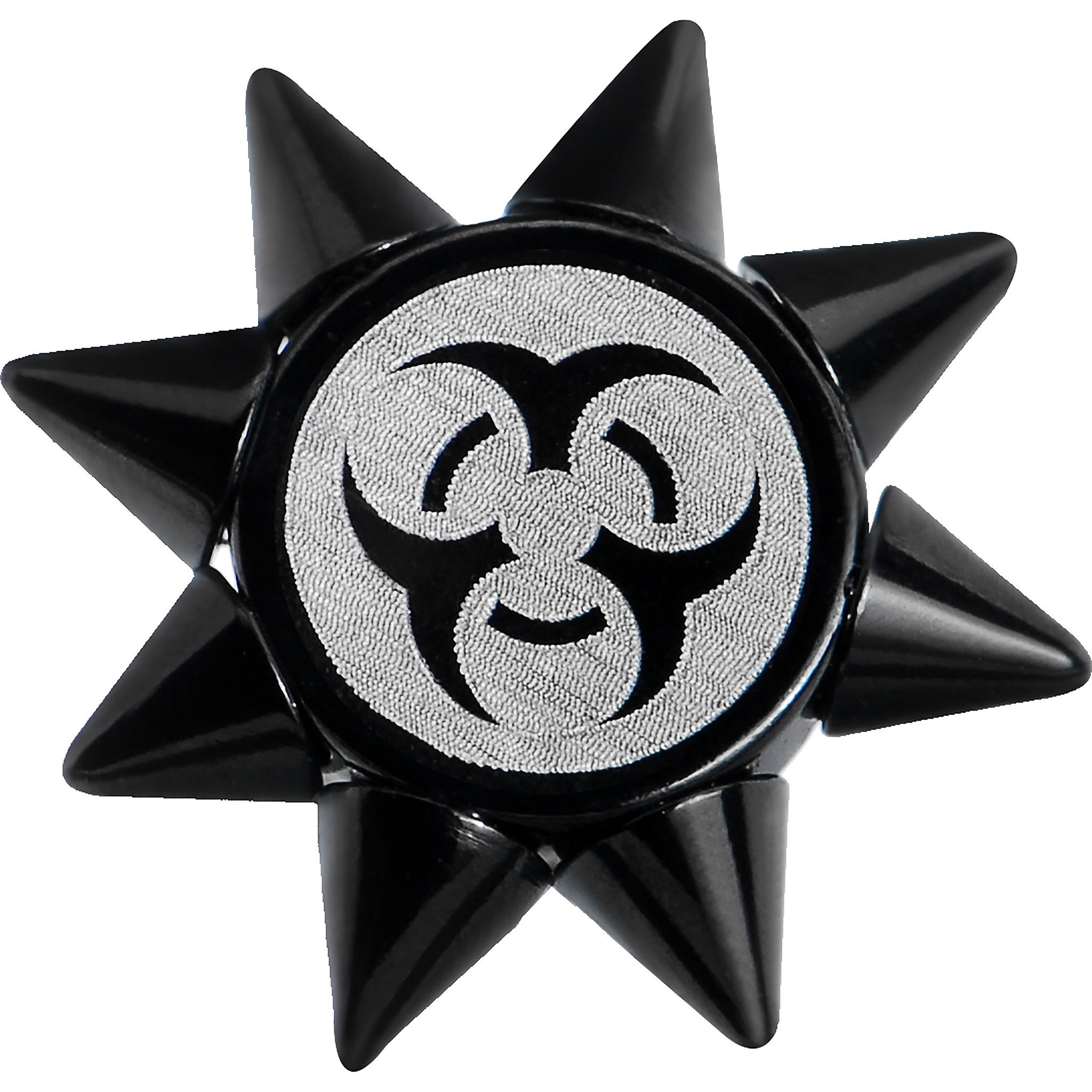 0G Biohazard Spiked Logo Fake Taper Ear Plug