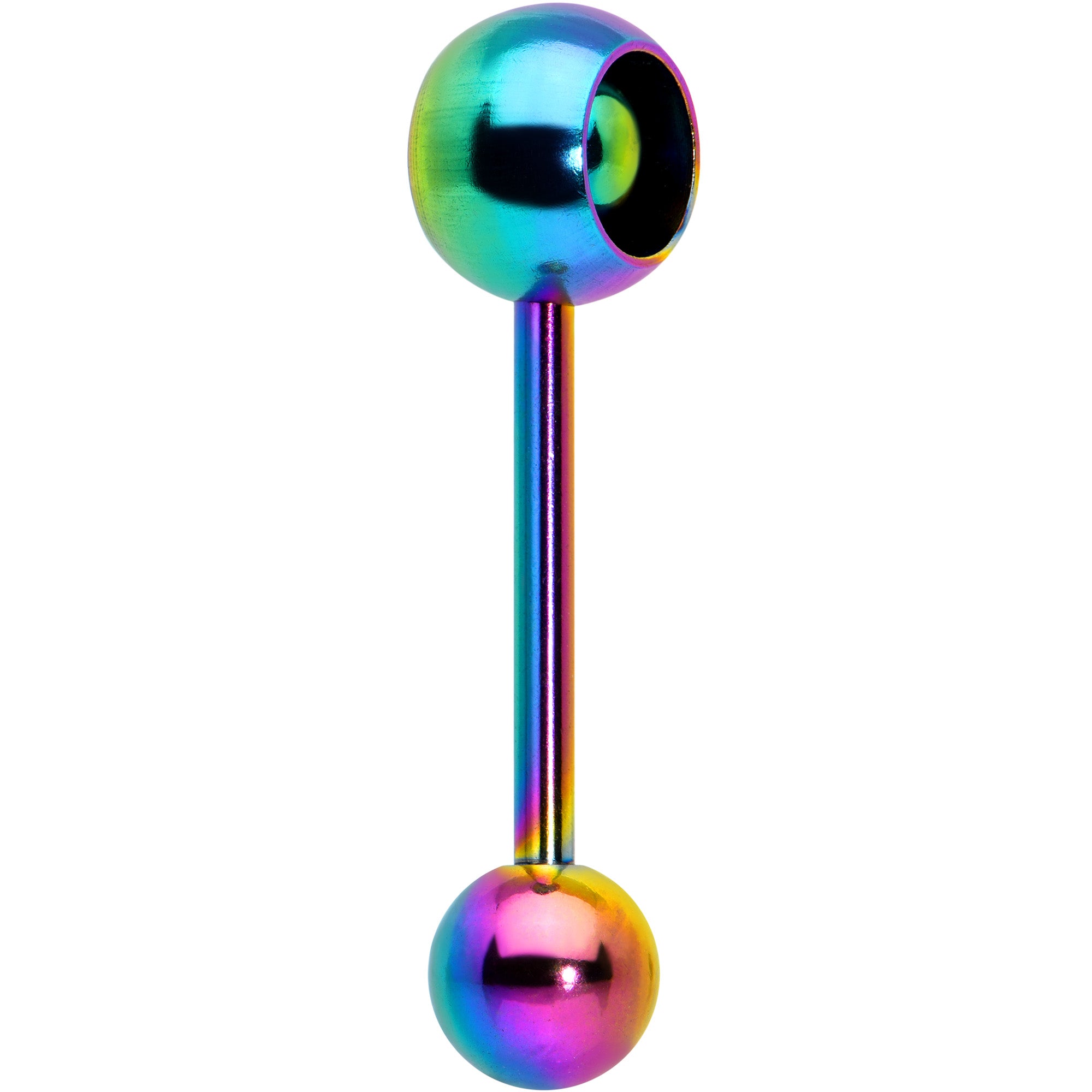 Rainbow Titanium Orbital Barbell Tongue Ring
