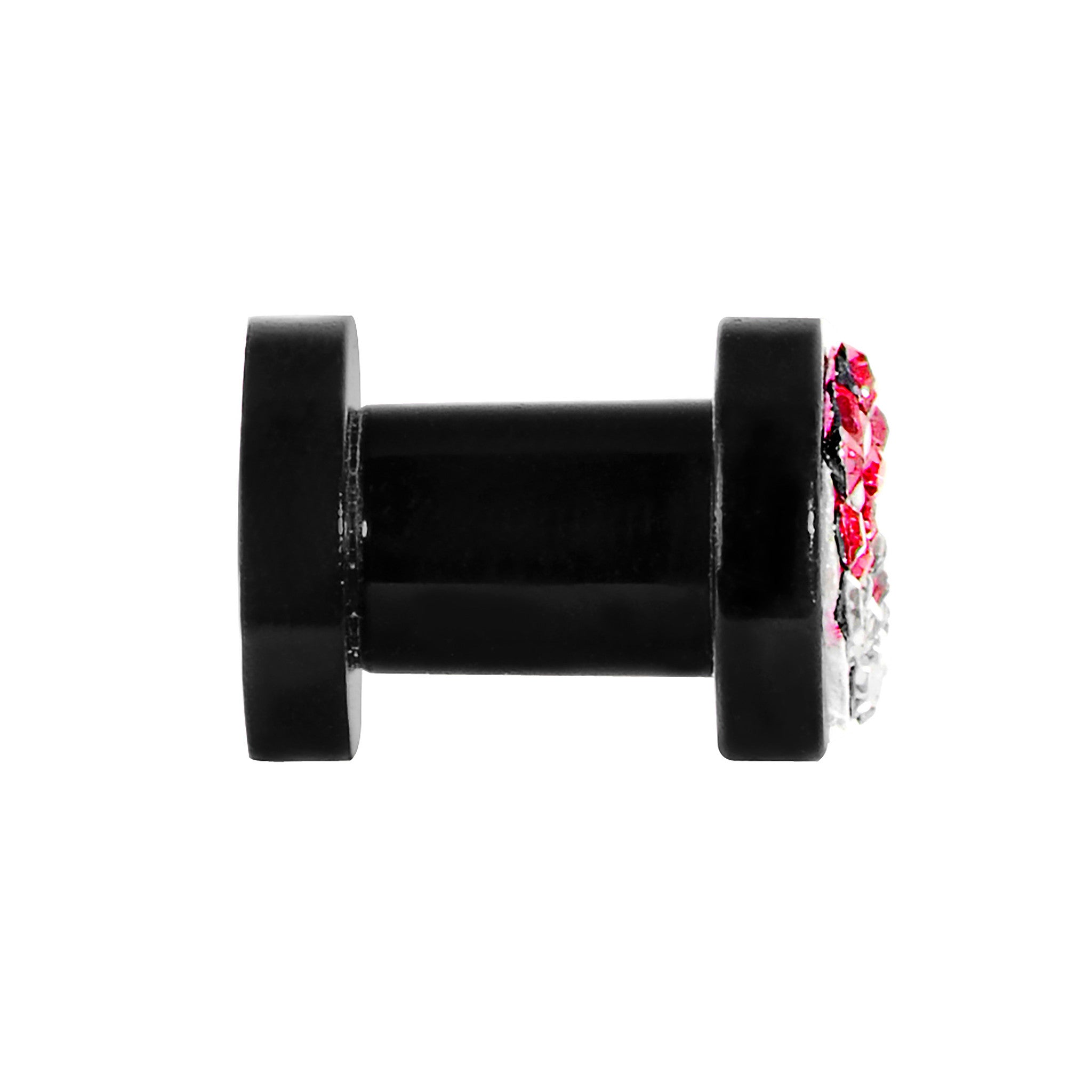 4G Pink Crystal Ferido Yin Yang Acrylic Screw Fit Tunnel