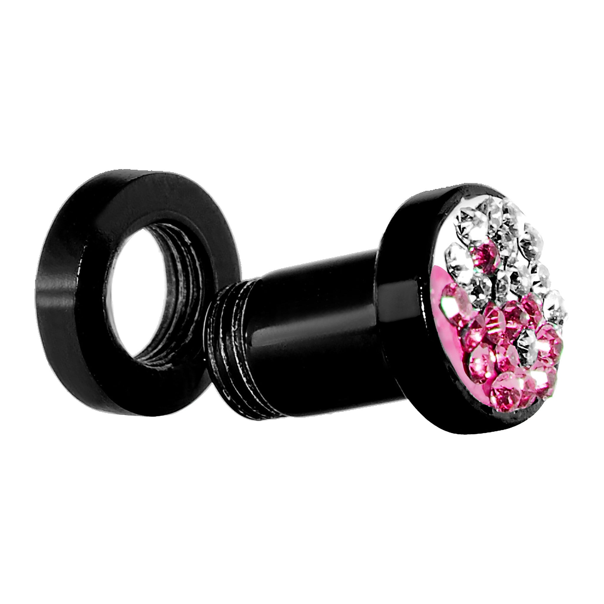 4G Pink Crystal Ferido Yin Yang Acrylic Screw Fit Tunnel