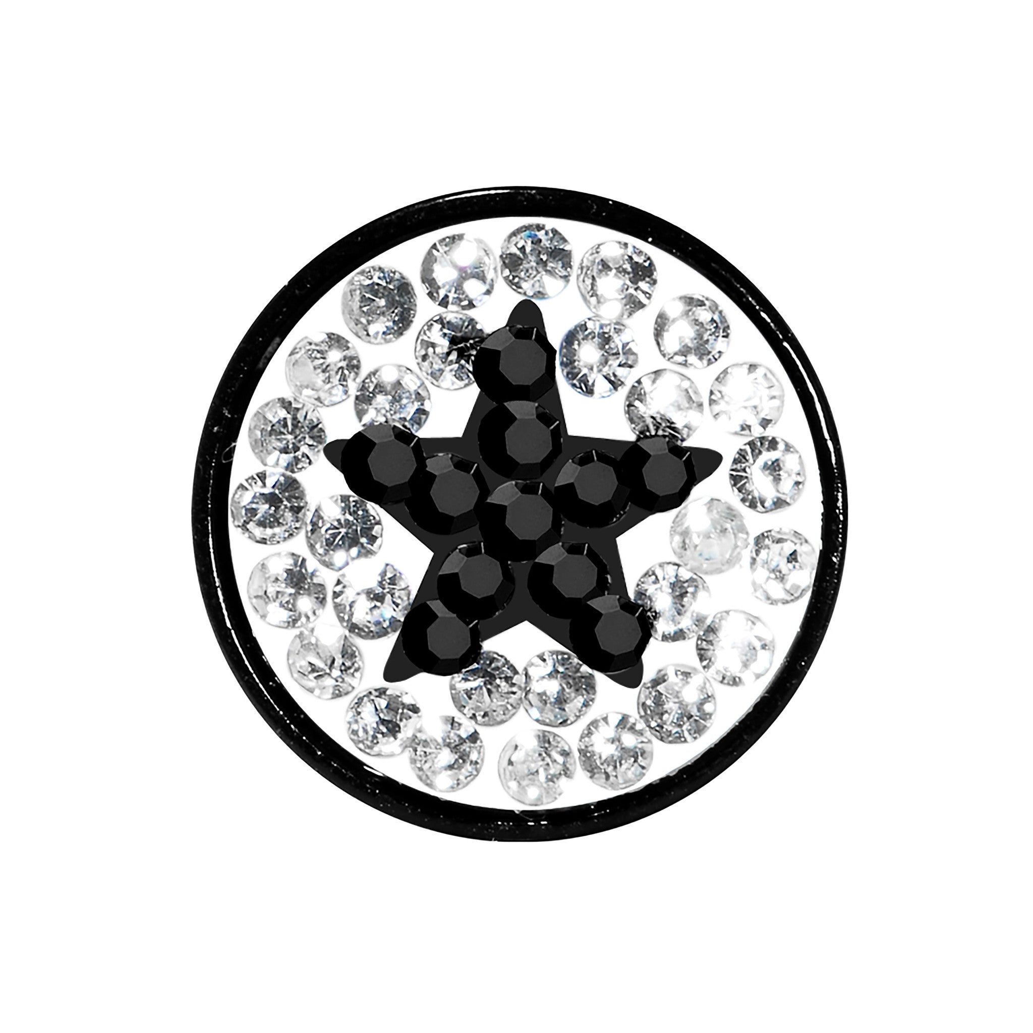 0G Black Star Ferido Crystal Acrylic Screw Fit Tunnel