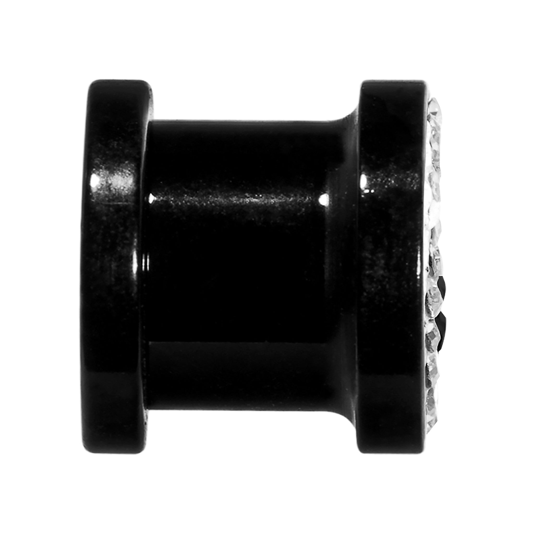 0G Black Star Ferido Crystal Acrylic Screw Fit Tunnel