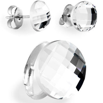 Clear Round Adjustable Ring and Stud Earring Set