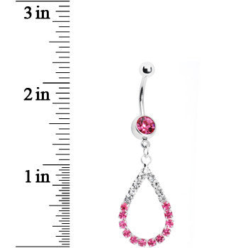 Clear Pink Jeweled Teardrop Belly Ring