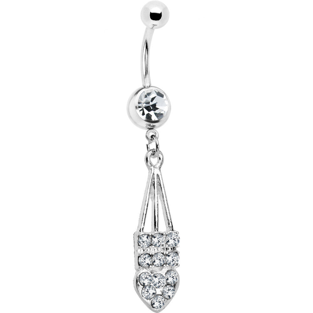 Clear Jeweled Arrow Heart Belly Ring