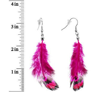 Flirtatious Fuchsia Feather Earrings