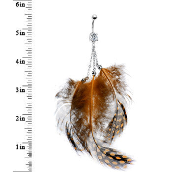 Brown Feather Belly Ring