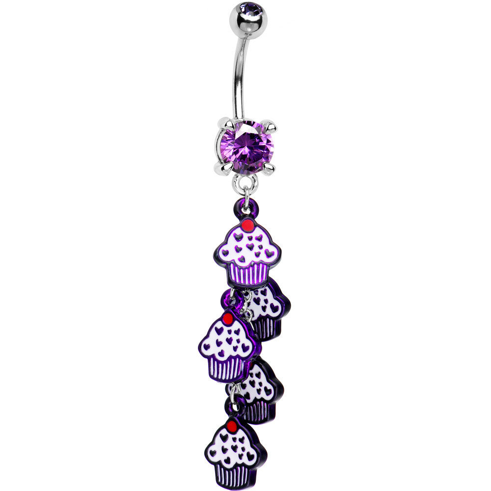 Tanzanite Cubic Zirconia Sweet Cupcake Drop Belly Ring