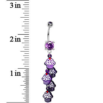 Tanzanite Cubic Zirconia Sweet Cupcake Drop Belly Ring
