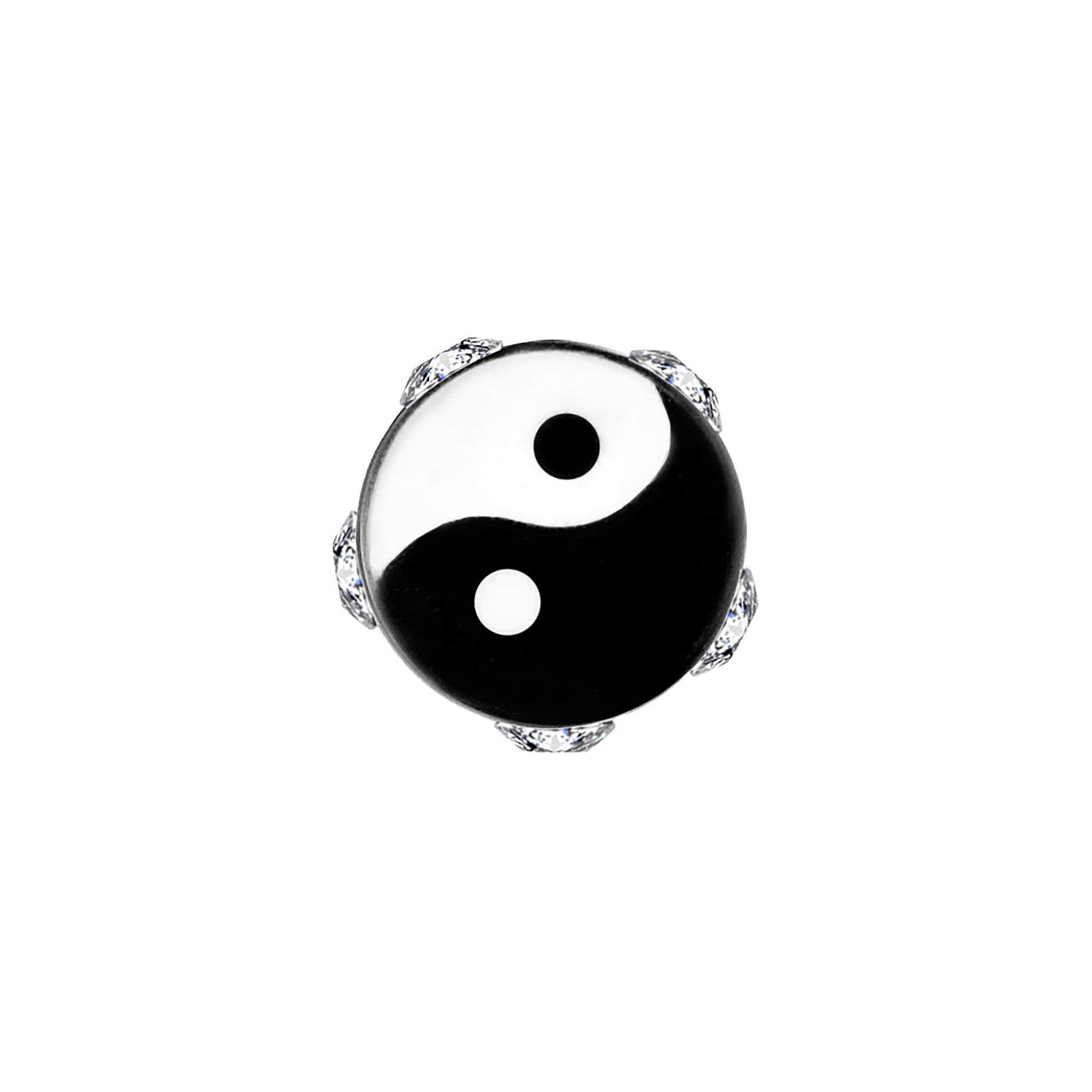 Black White Yin Yang Gem Fake Taper Ear Plug