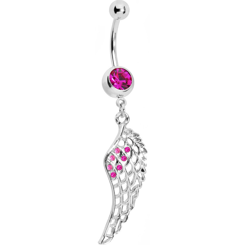 Pink Gem Angel Wing Belly Ring