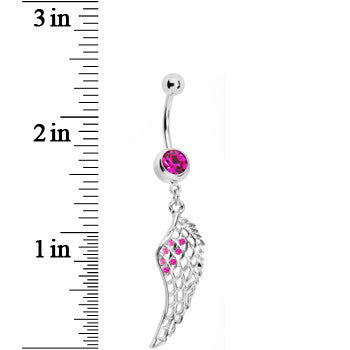 Pink Gem Angel Wing Belly Ring