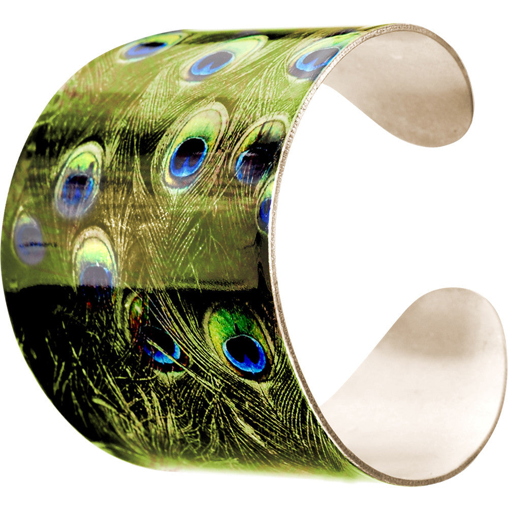 Glam Green Peacock Cuff Bracelet