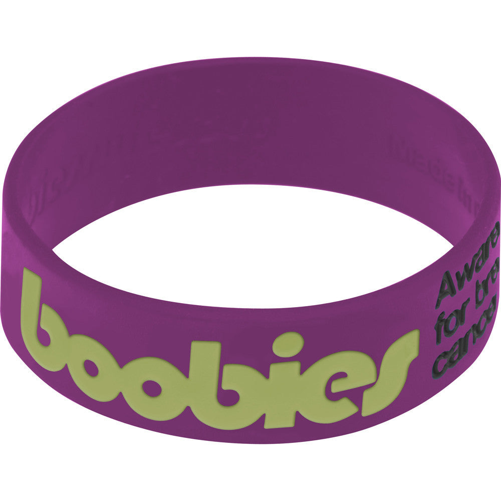 Purple Army Green Boobies Awareness for Breast Cancer Bracelet
