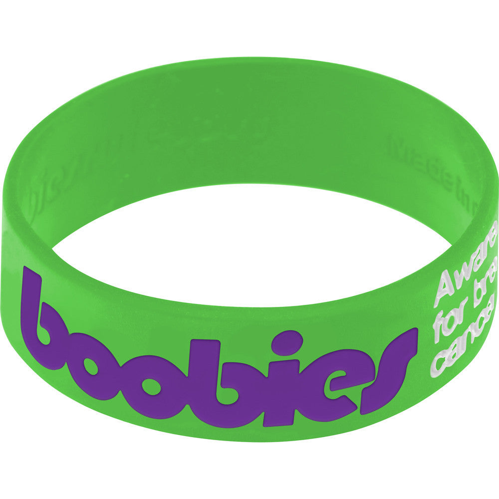 Green Purple Boobies Awareness for Breast Cancer Bracelet