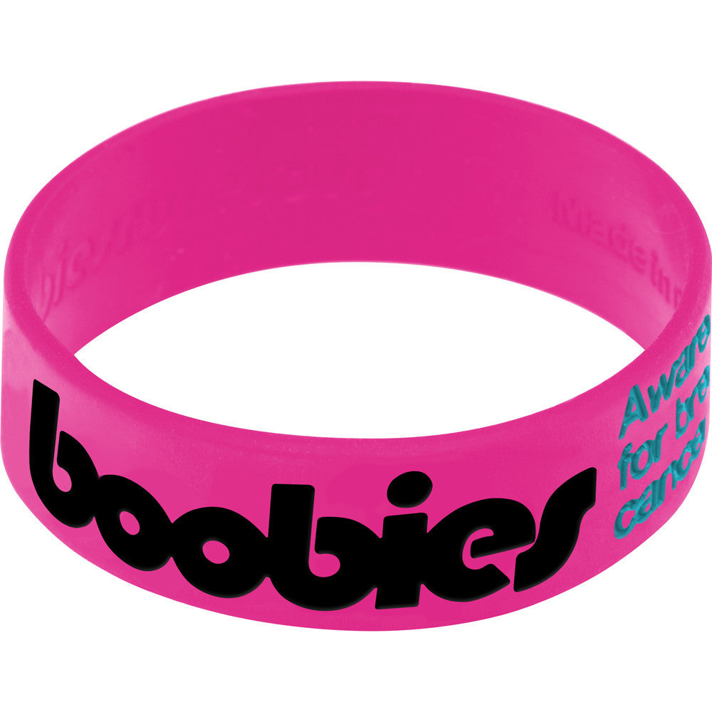 Pink Black Boobies Awareness for Breast Cancer Bracelet