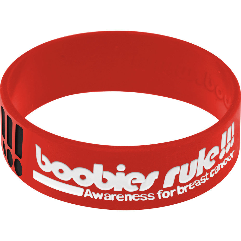 Red Black Boobies Rock Breast Cancer Bracelet